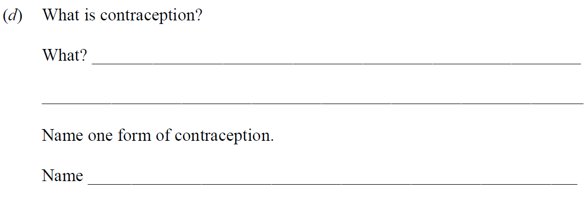 What-is-contraception?-What?-_______________________________________--Name-one-form-of-contraception-Junior Cycle Science-Question d-2014.png