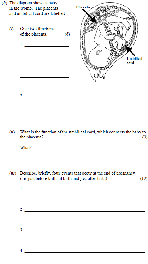 The-diagram-shows-a-baby-in-the-womb-Junior Cycle Science-Question b-2011.png