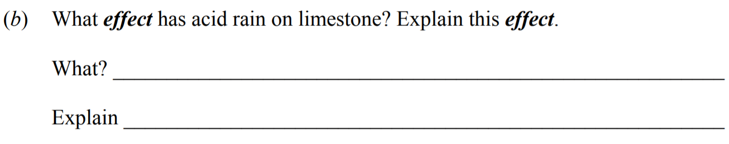 What-effect-has-acid-rain-on-limestone?-Explain-this-effect-Junior Cycle Science-Question b-2013.png
