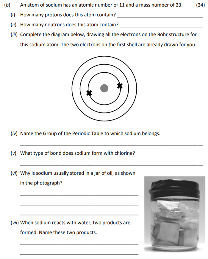 An-atom-of-sodium-has-an-atomic-number-of-11-and-a-mass-number-of-23-Junior Cycle Science-Question b-2018.png