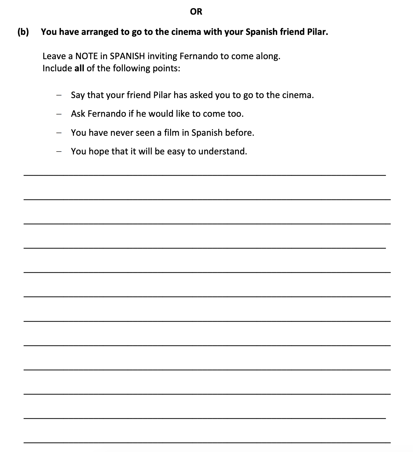 You-have-arranged-to-go-to-the-cinema-with-your-Spanish-friend-Pilar-Leaving Cert Spanish-Question 2 (b)-2019.png