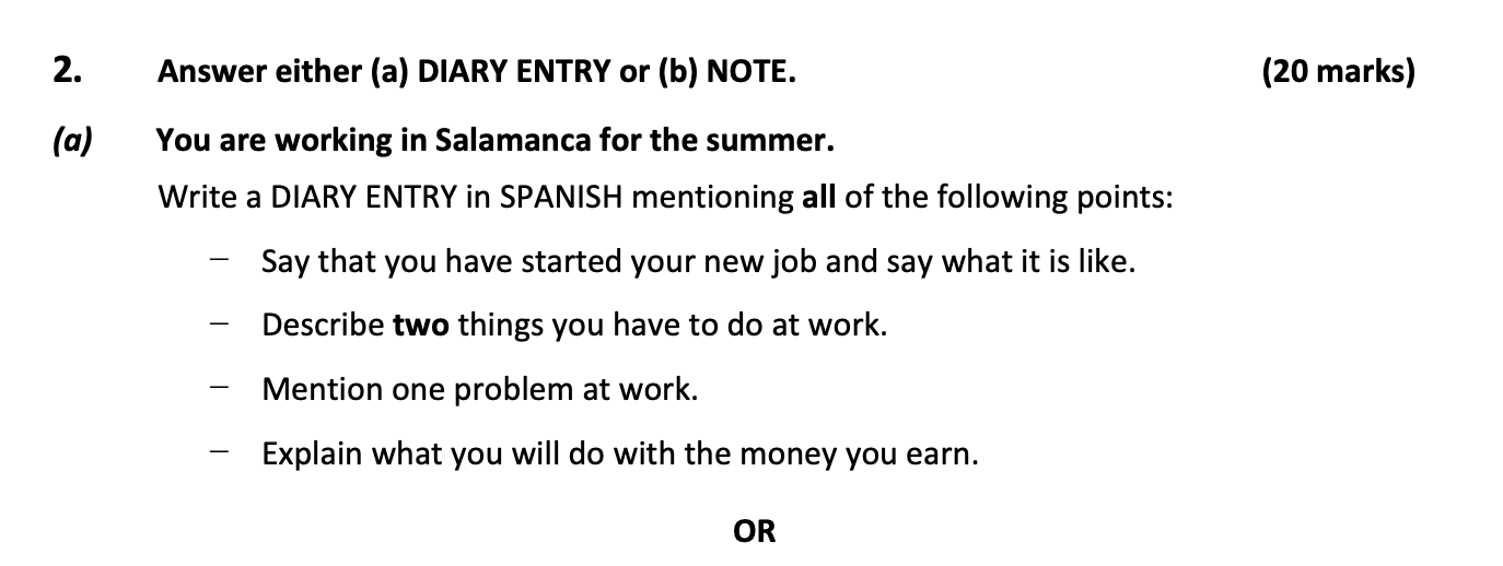 You-are-working-in-Salamanca-for-the-summer-Leaving Cert Spanish-Question 2-2019.png
