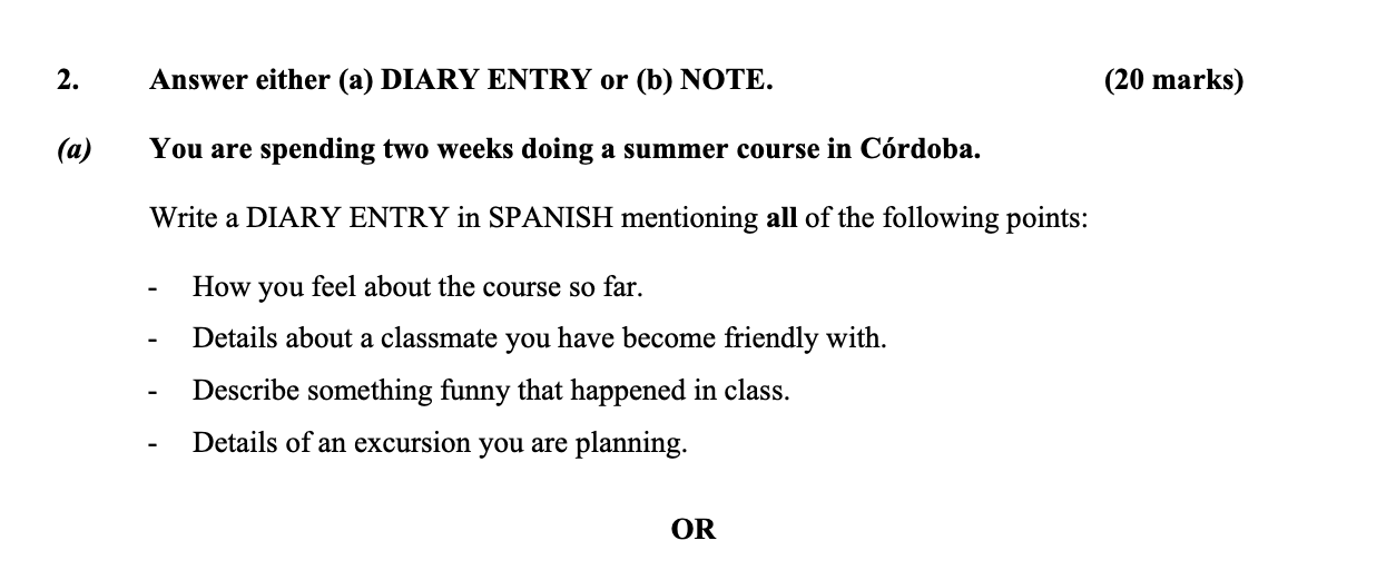 You-are-spending-two-weeks-doing-a-summer-course-in-Córdoba-Leaving Cert Spanish-Question 2-2016.png