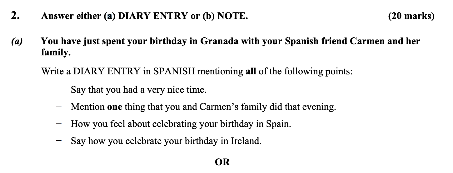 You-have-just-spent-your-birthday-in-Granada-with-your-Spanish-friend-Carmen-and-her-family-Leaving Cert Spanish-Question 2-2015.png