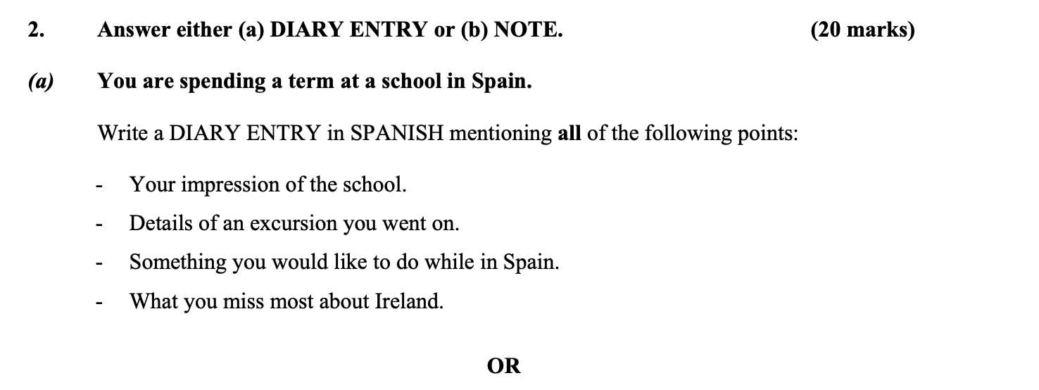 You-are-spending-a-term-at-a-school-in-Spain-Leaving Cert Spanish-Question 2(a)-2014.png