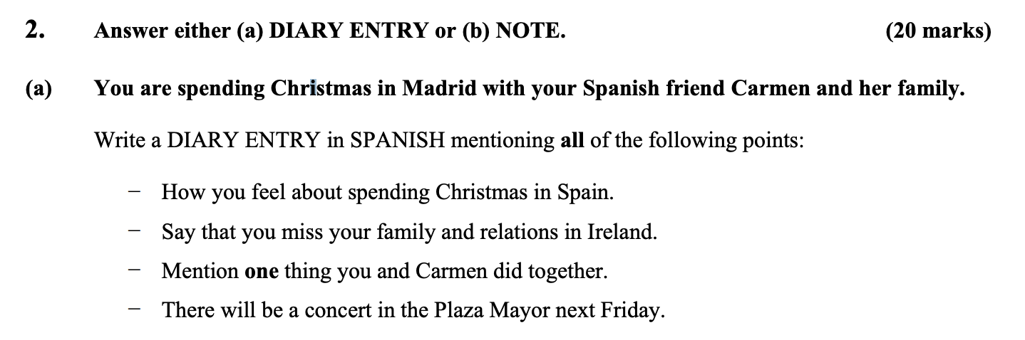 You-are-spending-Christmas-in-Madrid-with-your-Spanish-friend-Carmen-and-her-family-Leaving Cert Spanish-Question 2-2013.png