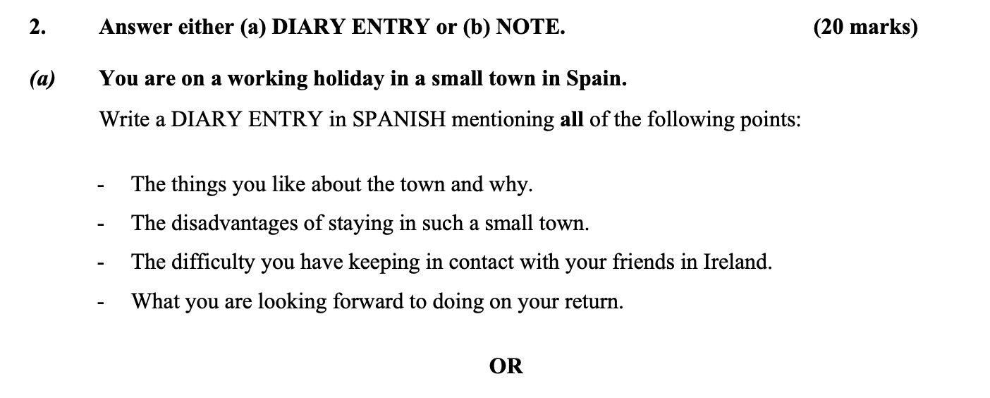 You-are-on-a-working-holiday-in-a-small-town-in-Spain-Leaving Cert Spanish-Question 2(a)-2012.png