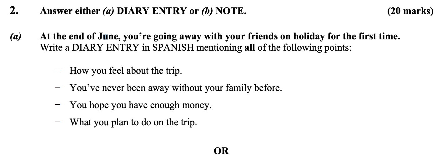 At-the-end-of-June,-you’re-going-away-with-your-friends-on-holiday-for-the-first-time-Leaving Cert Spanish-Question 2(a)-2011.png