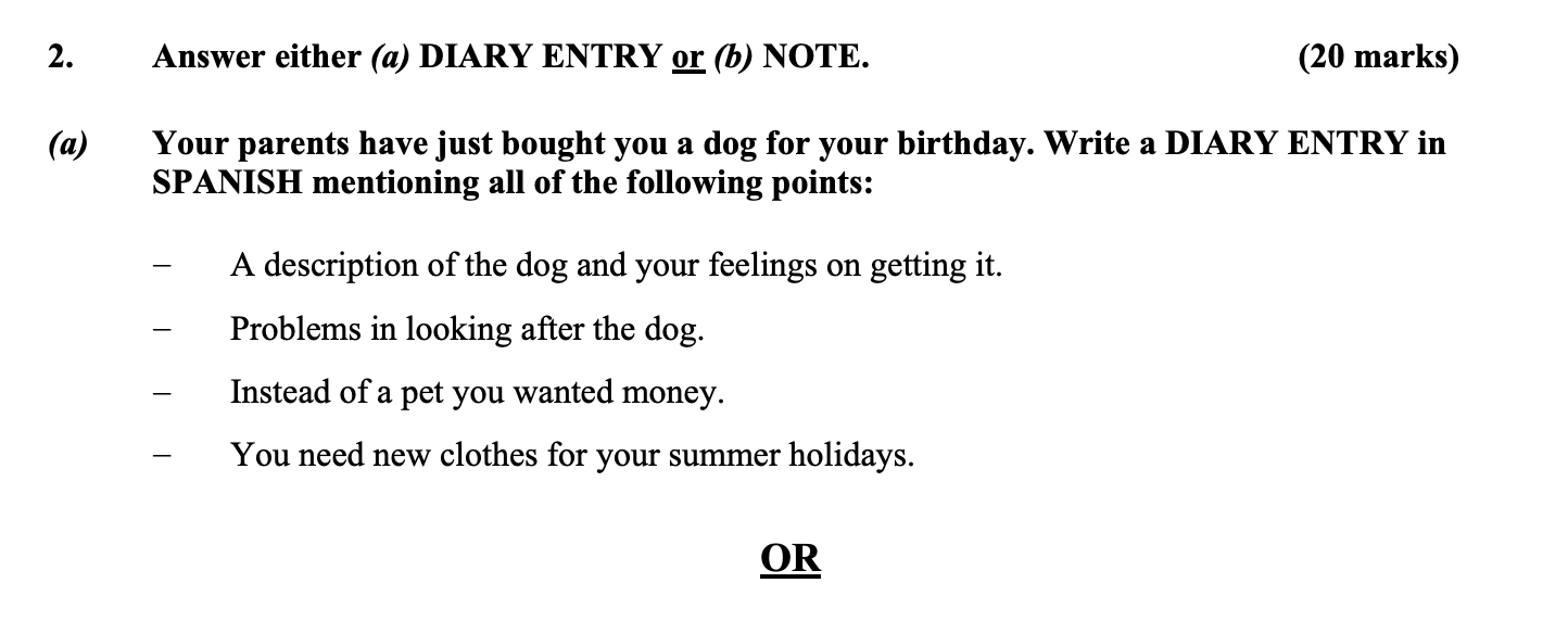 Your-parents-have-just-bought-you-a-dog-for-your-birthday-Leaving Cert Spanish-Question 2-2007.png