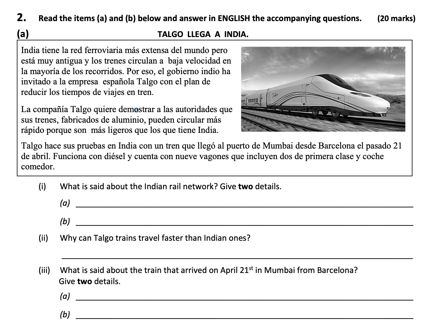 TALGO-LLEGA-A-INDIA-Leaving Cert Spanish-Question 2-2017.png