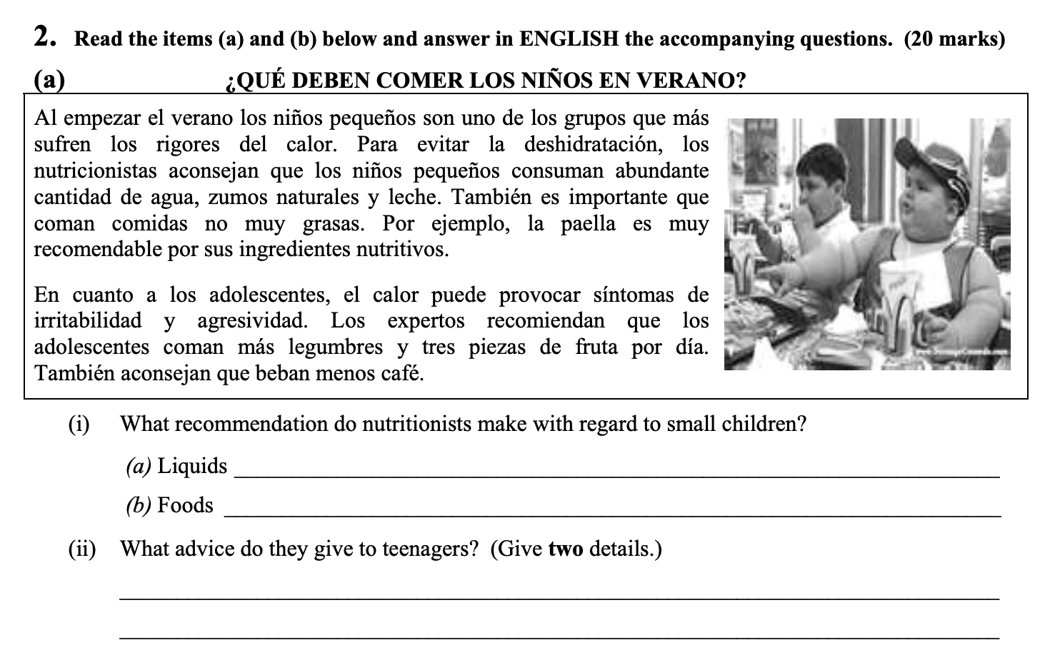 ¿Qué-deben-comer-los-niños-en-verano?--Al-empezar-el-verano-los-niños-pequeños-son-uno-de-los-grupos-que-más-sufren-los-rigores-del-calor-Leaving Cert Spanish-Question 2-2009.png