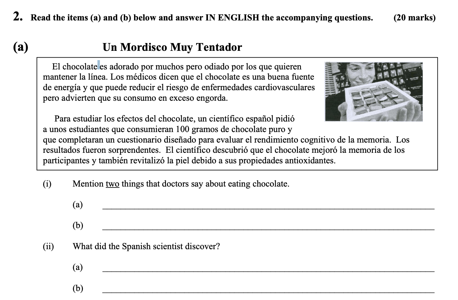 Un-Mordisco-Muy-Tentador--El-chocolate-es-adorado-por-muchos-pero-odiado-por-los-que-quieren-mantener-la-línea-Leaving Cert Spanish-Question 2(a)-2007.png