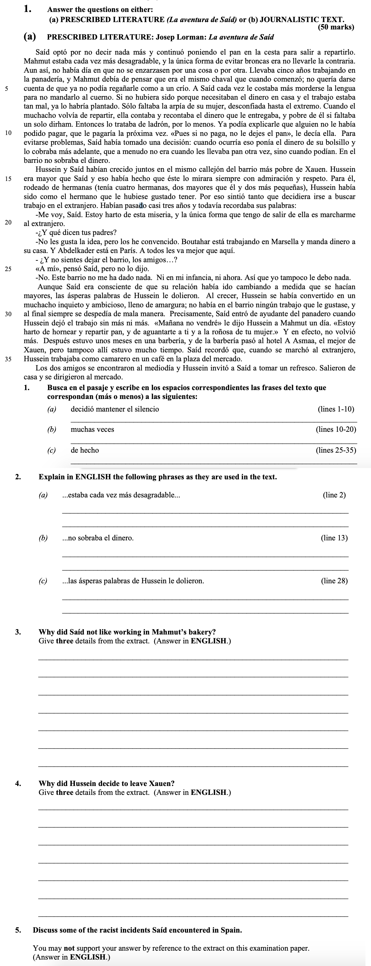 PRESCRIBED-LITERATURE:-Josep-Lorman:-La-aventura-de-Said--Said-optó-por-no-decir-nada-más-y-continuó-poniendo-en-pie-la-cesta-para-salir-a-repartir-Leaving Cert Spanish-Question 1(a)-2013.png