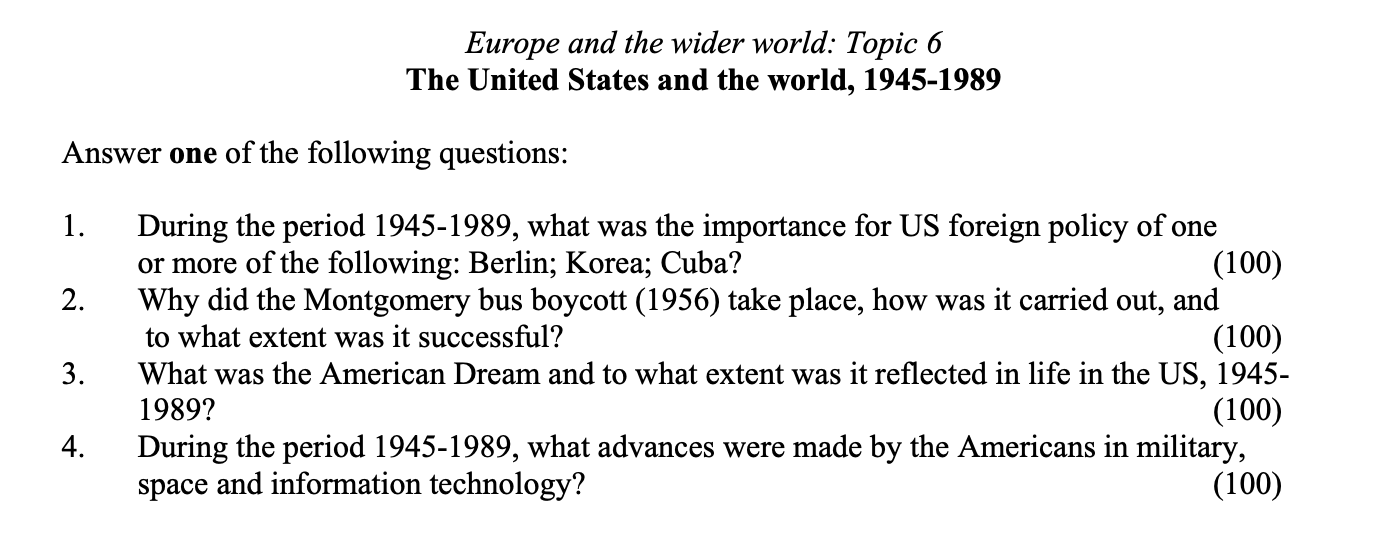 During-the-period-1945-1989,-what-was-the-importance-for-US-foreign-policy-of-one-or-more-of-the-following:-Berlin;-Korea;-Cuba?-Leaving Cert History-Question 1-2015.png