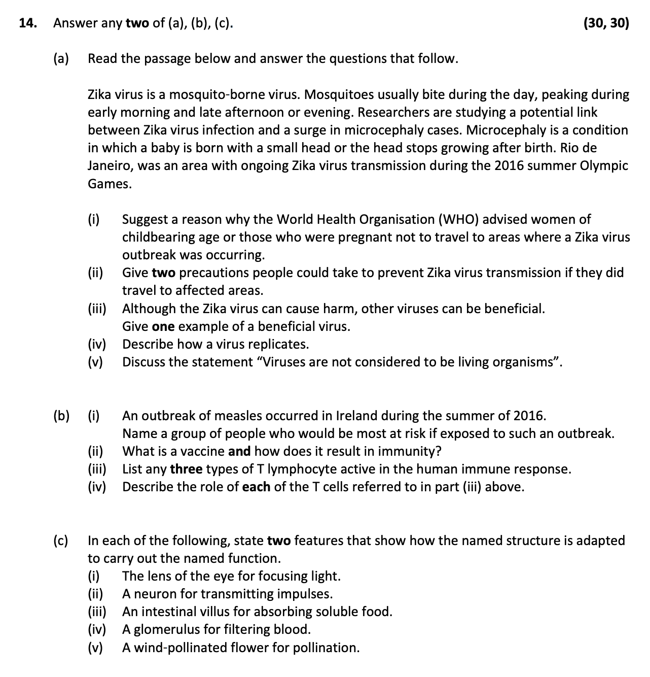 Read-the-passage-below-and-answer-the-questions-that-follow-Leaving Cert Biology-Question 14-2017.png