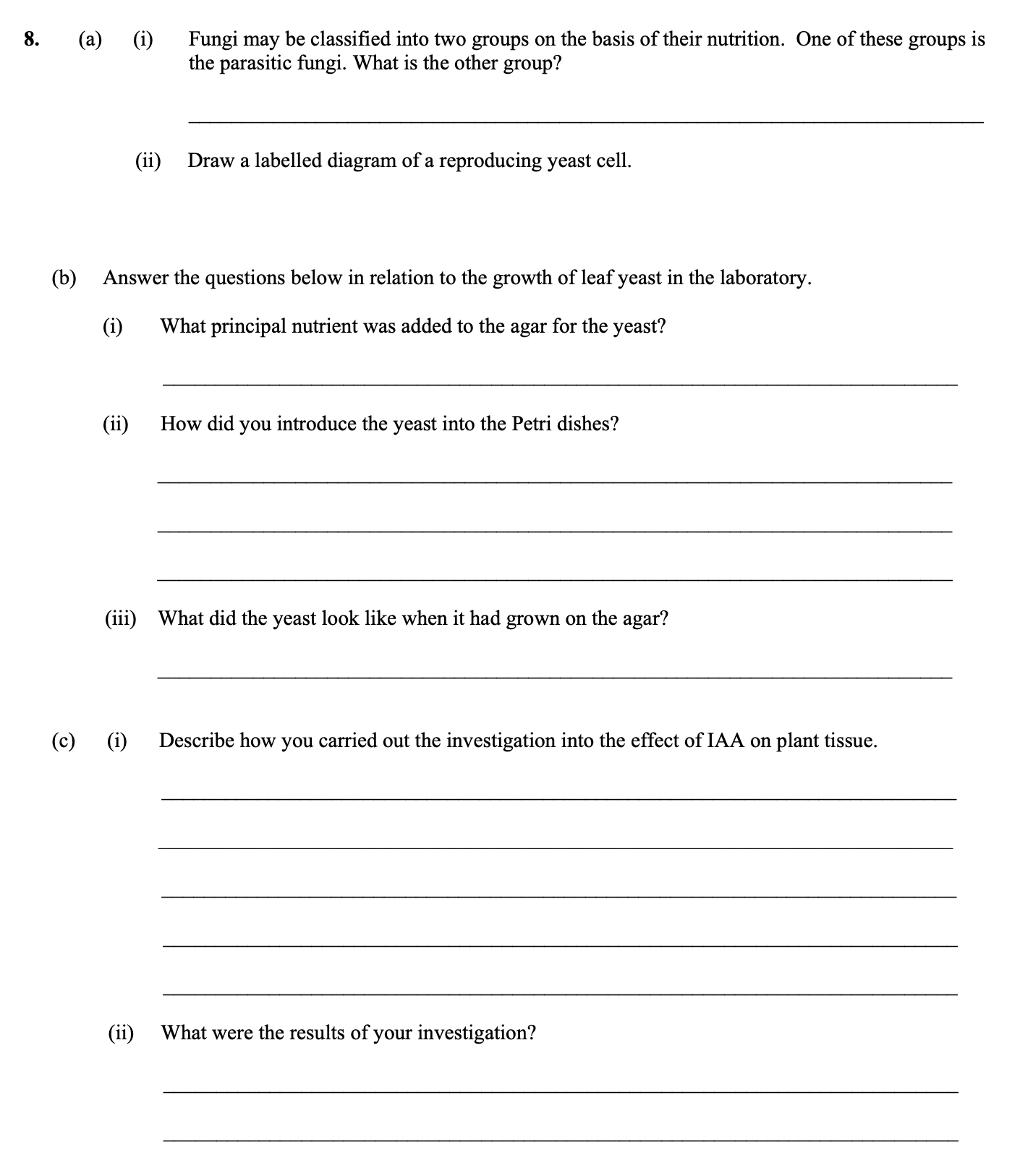 8.-(a)-(i)-Fungi-may-be-classified-into-two-groups-on-the-basis-of-their-nutrition-Leaving Cert Biology-Question 8-2015.png