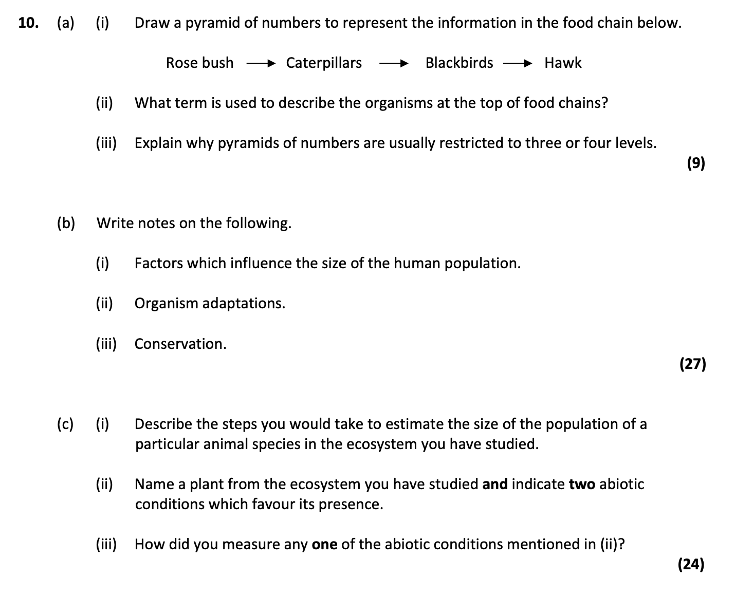 10.-(a)-(i)-Draw-a-pyramid-of-numbers-to-represent-the-information-in-the-food-chain-below-Leaving Cert Biology-Question 10-2018.png