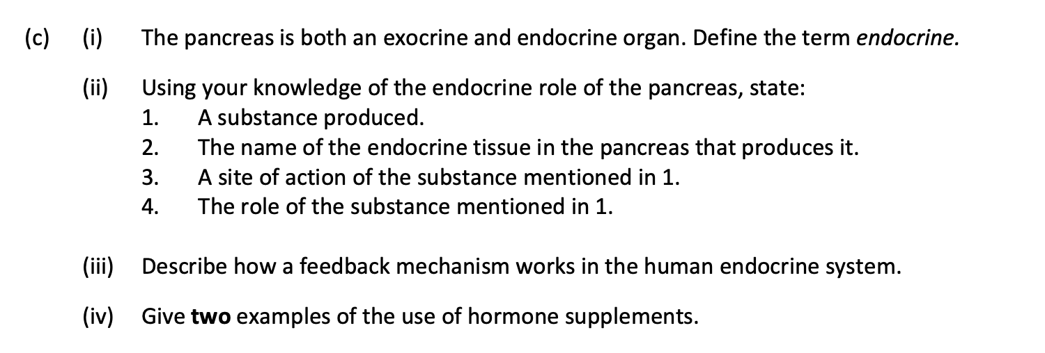 The-pancreas-is-both-an-exocrine-and-endocrine-organ-Leaving Cert Biology-Question c-2018.png