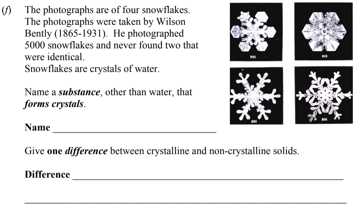 The-photographs-are-of-four-snowflakes-Junior Cycle Science-Question f-2007.png