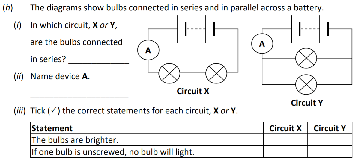 The-diagrams-show-bulbs-connected-in-series-and-in-parallel-across-a-battery-Junior Cycle Science-Question h-2018.png