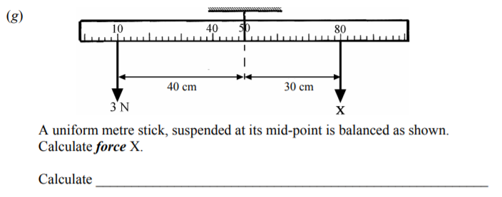 A-uniform-metre-stick,-suspended-at-its-mid-point-is-balanced-as-shown-Junior Cycle Science-Question g-2010.png