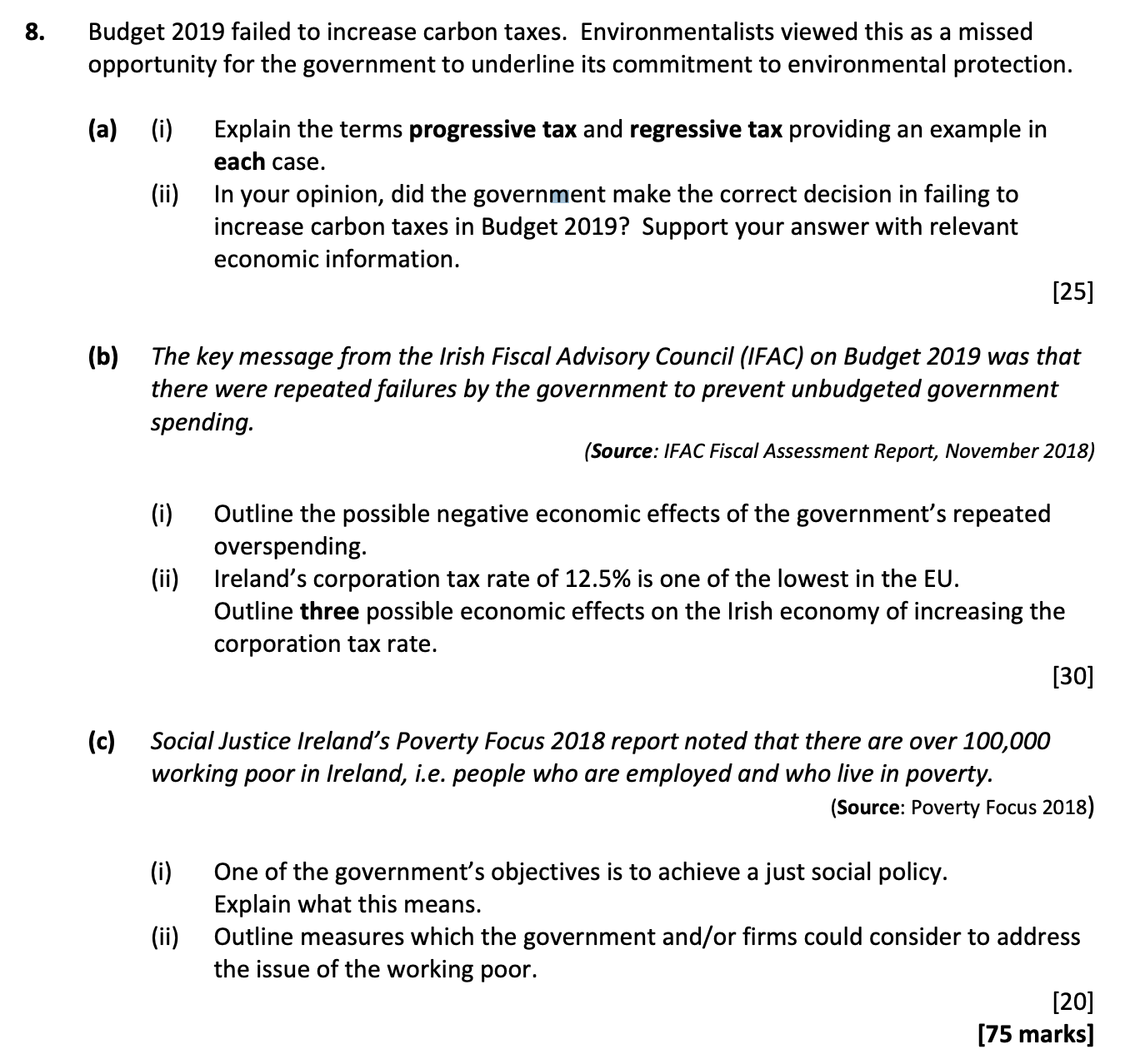 Budget-2019-failed-to-increase-carbon-taxes-Leaving Cert Economics-Question 8-2019.png