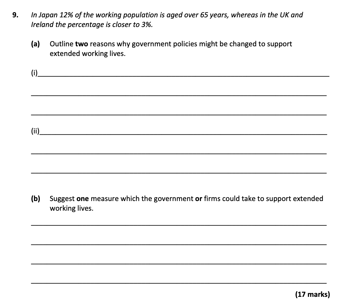 In-Japan-12%-of-the-working-population-is-aged-over-65-years,-whereas-in-the-UK-and-Ireland-the-percentage-is-closer-to-3%-Leaving Cert Economics-Question 9-2019.png