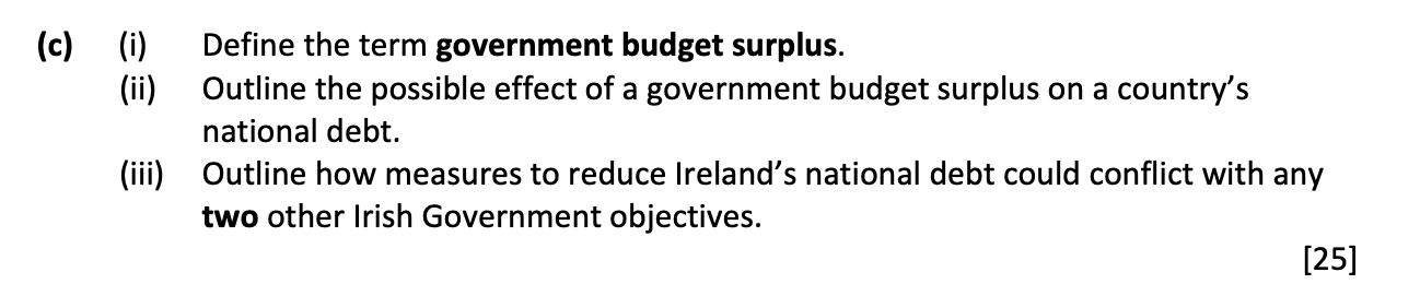 Define-the-term-government-budget-surplus-Leaving Cert Economics-Question c-2019.png