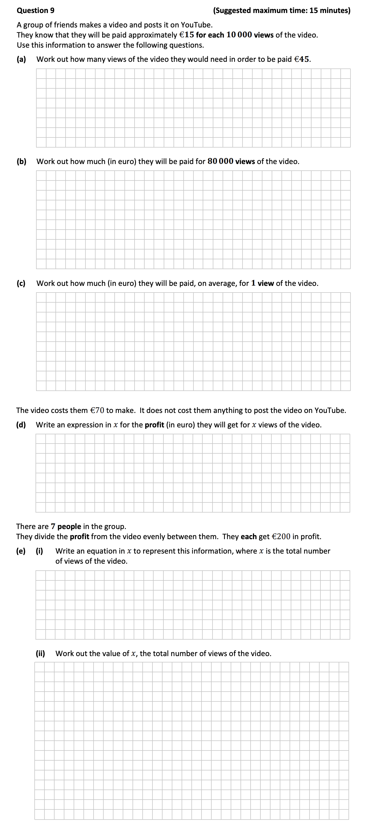 A-group-of-friends-makes-a-video-and-posts-it-on-YouTube-Junior Cycle Mathematics-Question 9-2018.png
