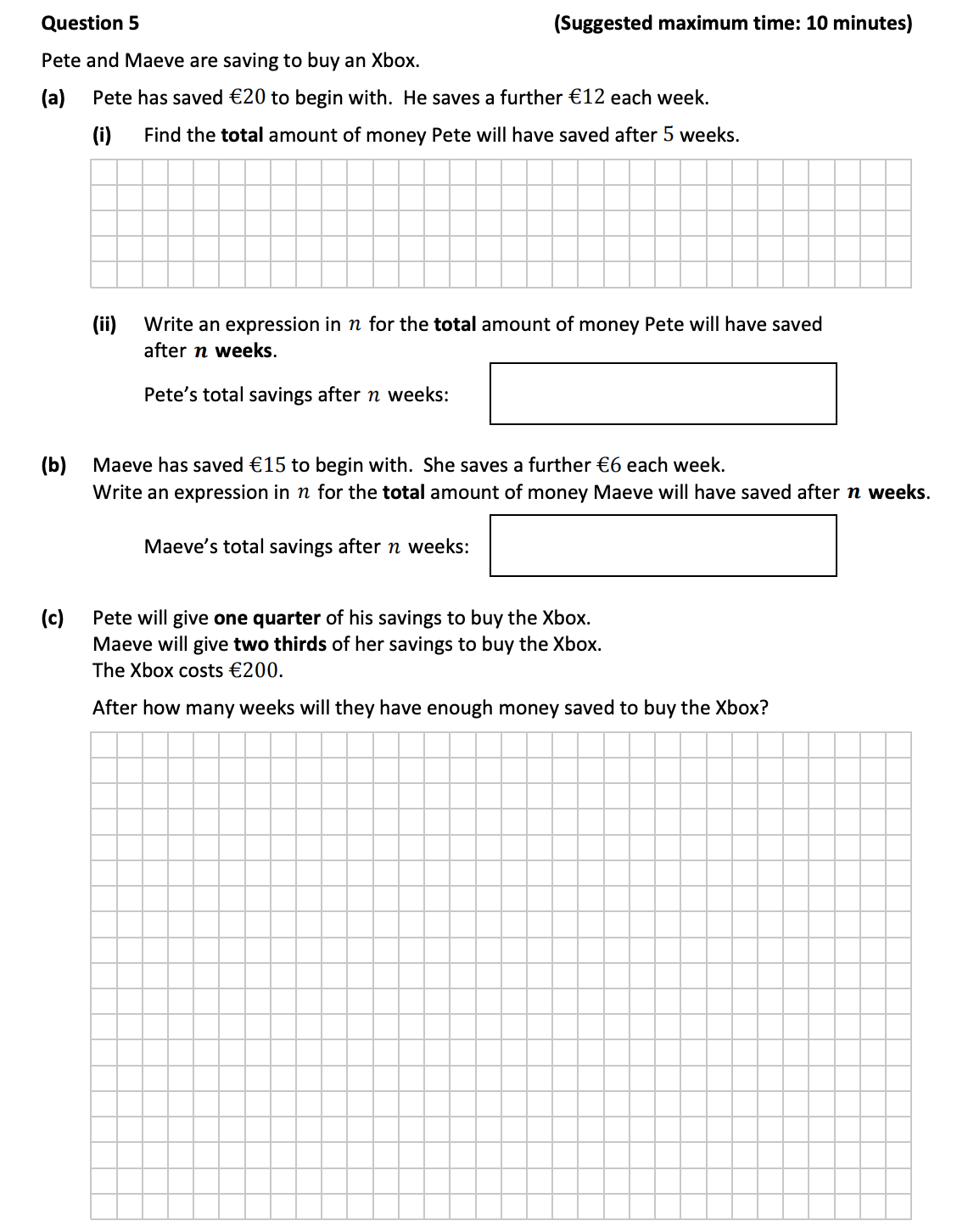 (a)-Pete-and-Maeve-are-saving-to-buy-an-Xbox-Junior Cycle Mathematics-Question 5-2017.png