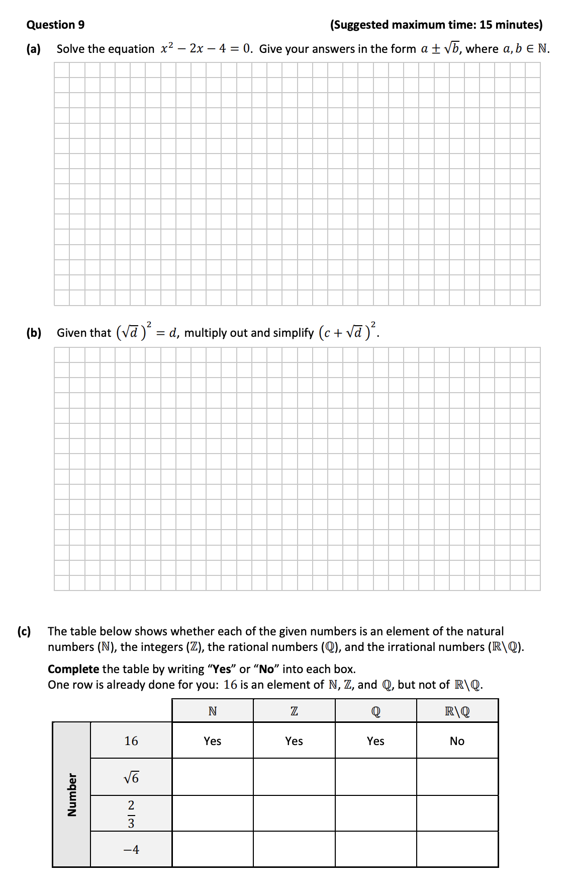 Solve-the-equation-$x^2---2x---4-=-0$-Junior Cycle Mathematics-Question 9-2017.png