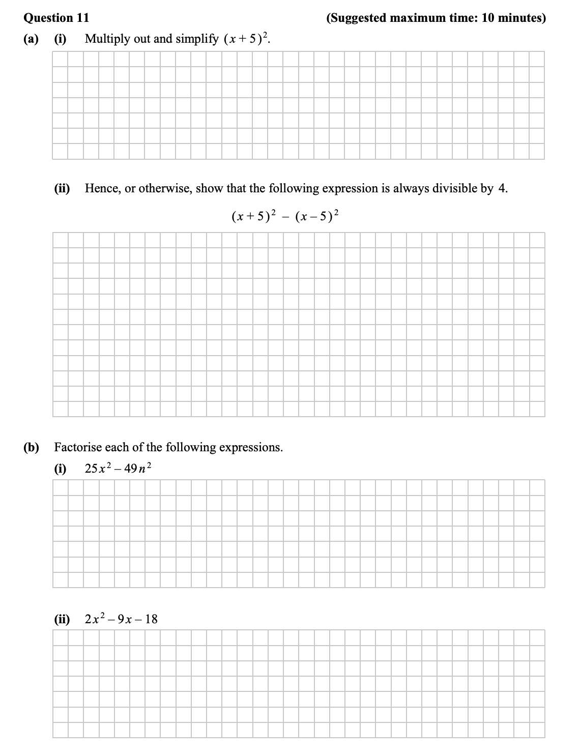 (a)-(i)-Multiply-out-and-simplify-$(x-+-5)^2$-Junior Cycle Mathematics-Question 11-2016.png