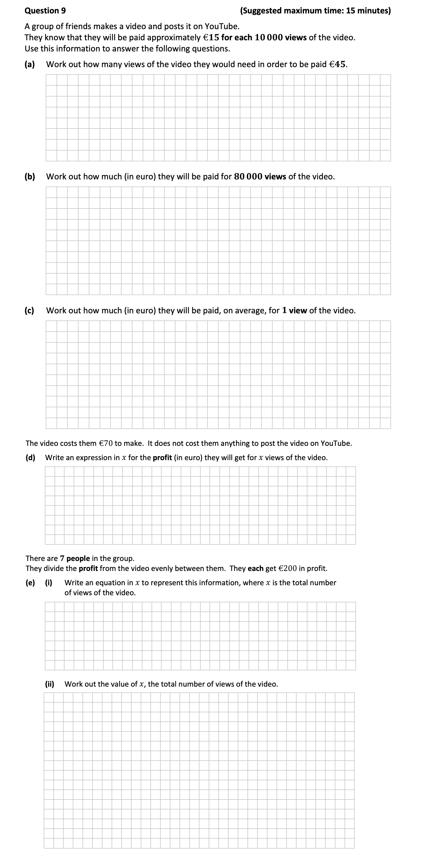A-group-of-friends-makes-a-video-and-posts-it-on-YouTube-Junior Cycle Mathematics-Question 9-2018.png