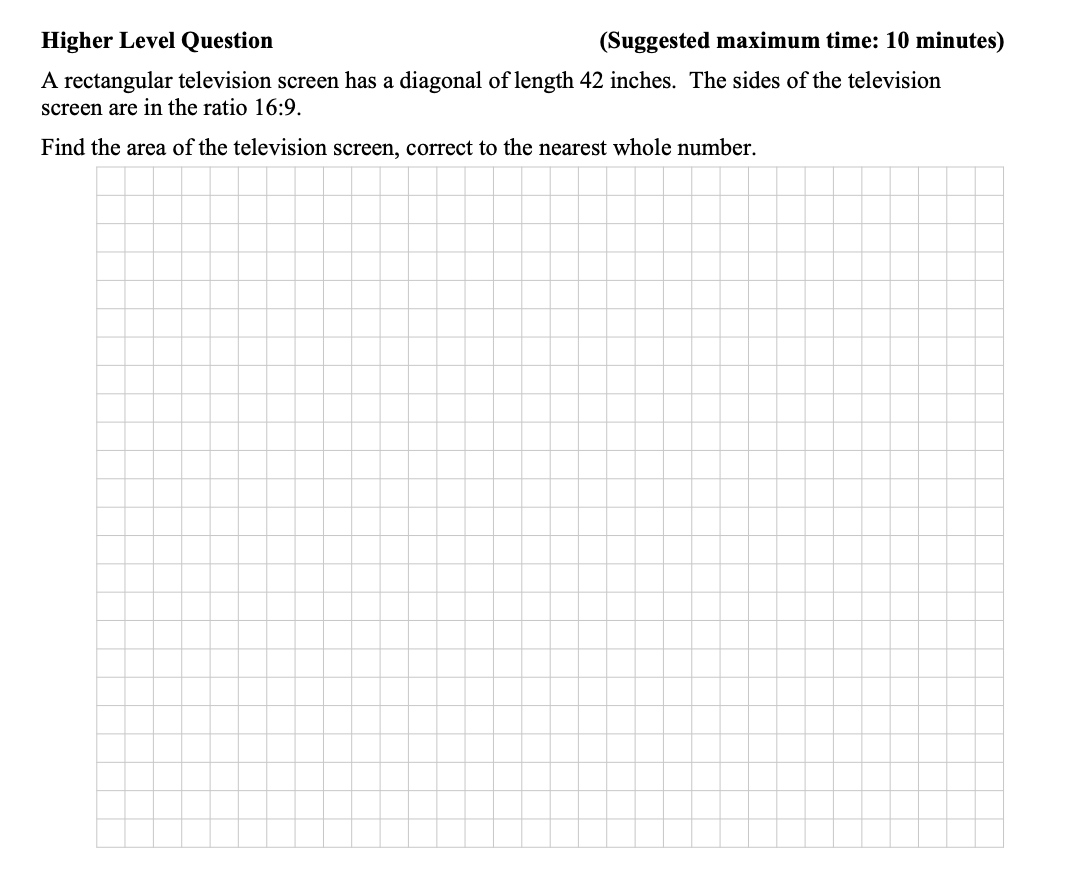 A-rectangular-television-screen-has-a-diagonal-of-length-42-inches-Junior Cycle Mathematics-Question 9-2015.png