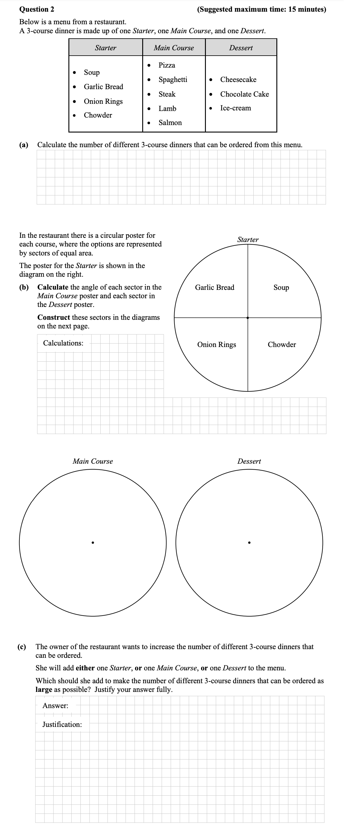 Below-is-a-menu-from-a-restaurant-Junior Cycle Mathematics-Question 2-2015.png