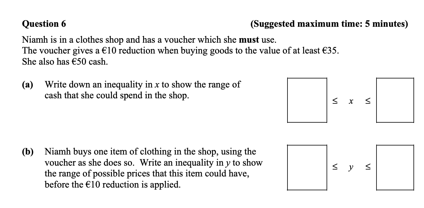Niamh-is-in-a-clothes-shop-and-has-a-voucher-which-she-must-use-Junior Cycle Mathematics-Question 6-2015.png