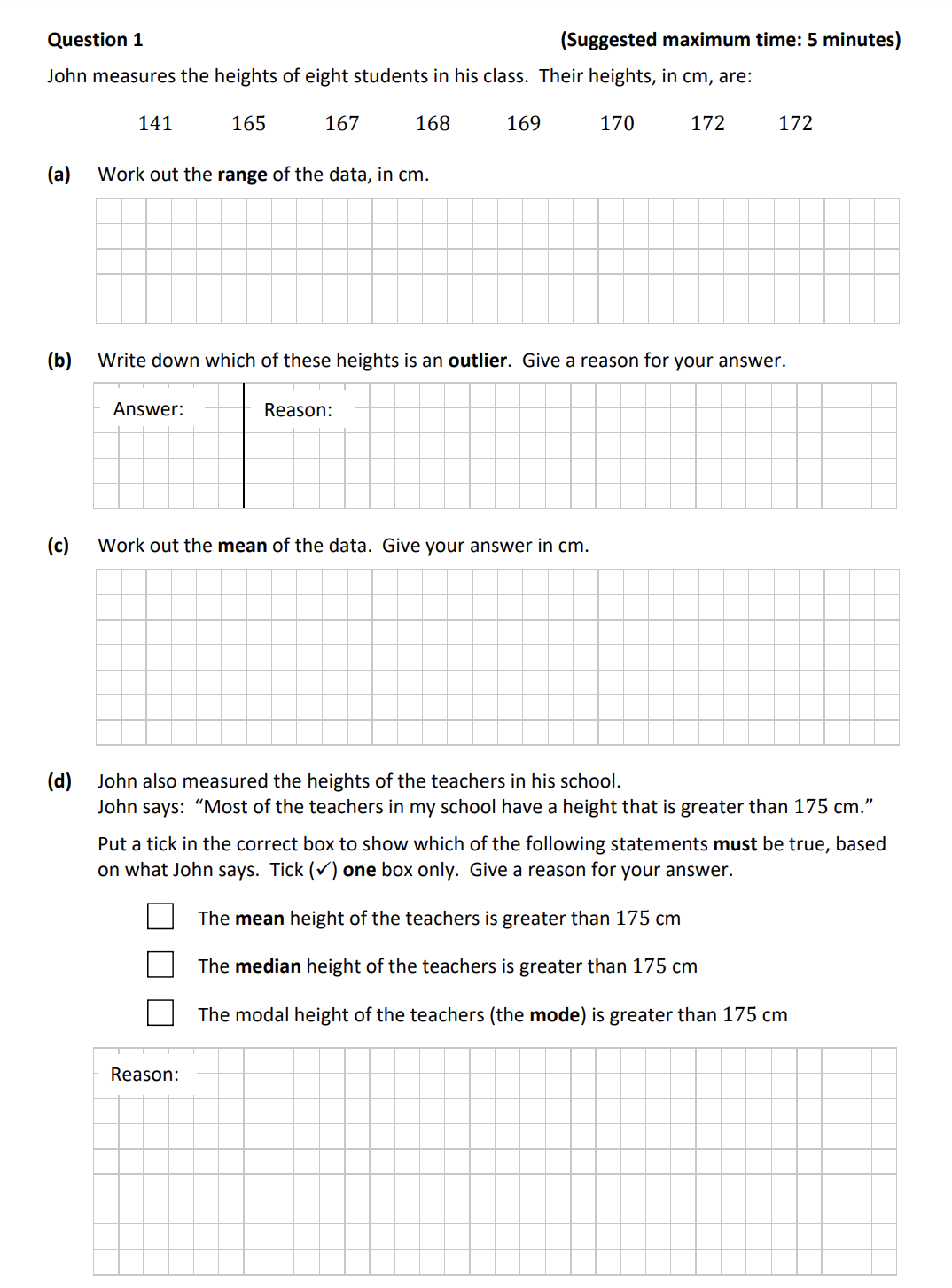 John-measures-the-heights-of-eight-students-in-his-class-Junior Cycle Mathematics-Question 1-2019.png