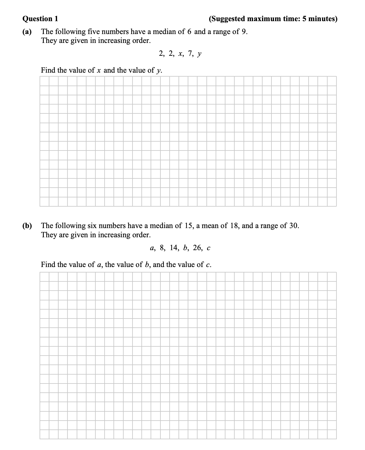 The-following-five-numbers-have-a-median-of-6-and-a-range-of-9-Junior Cycle Mathematics-Question 1-2016.png