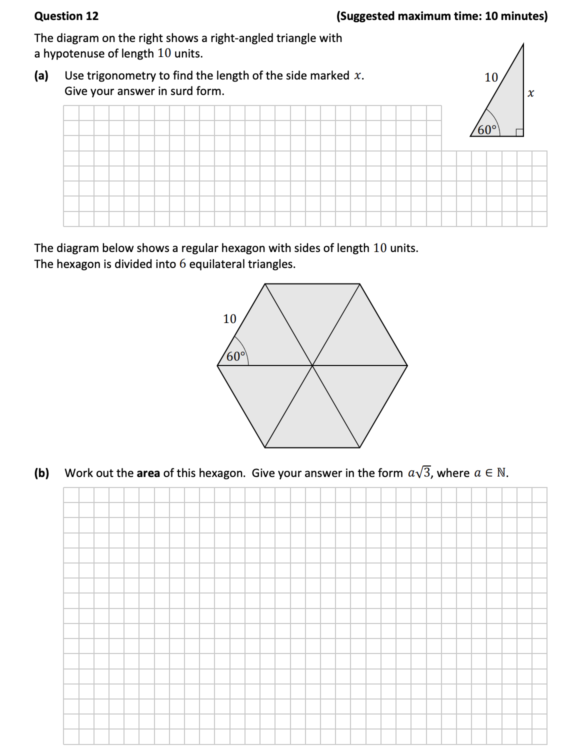 The-diagram-on-the-right-shows-a-right-angled-triangle-with-a-hypotenuse-of-length-10-units-Junior Cycle Mathematics-Question 12-2017.png