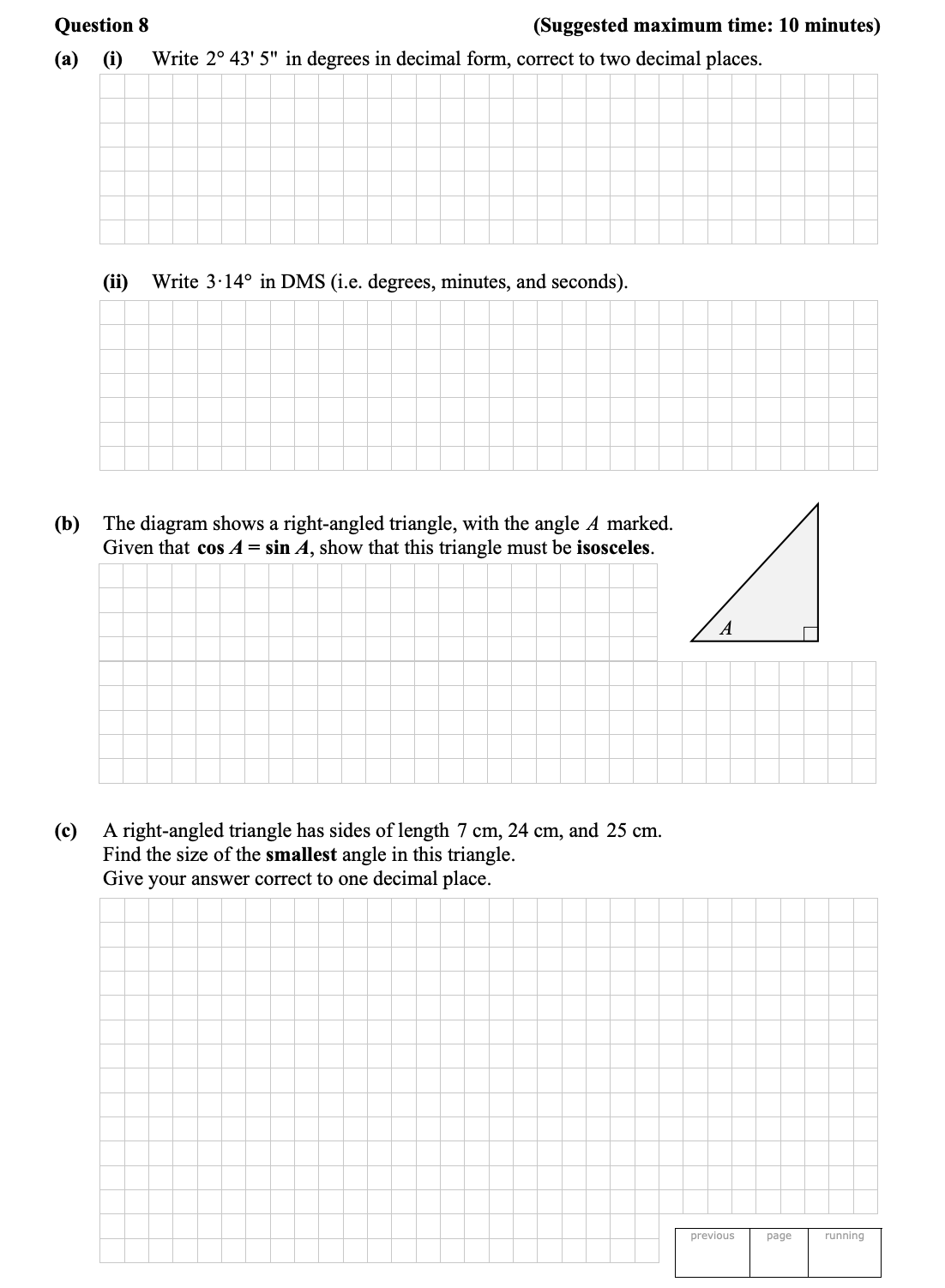 (i)-Write-2°-43'-5''-in-degrees-in-decimal-form,-correct-to-two-decimal-places-Junior Cycle Mathematics-Question 8-2016.png