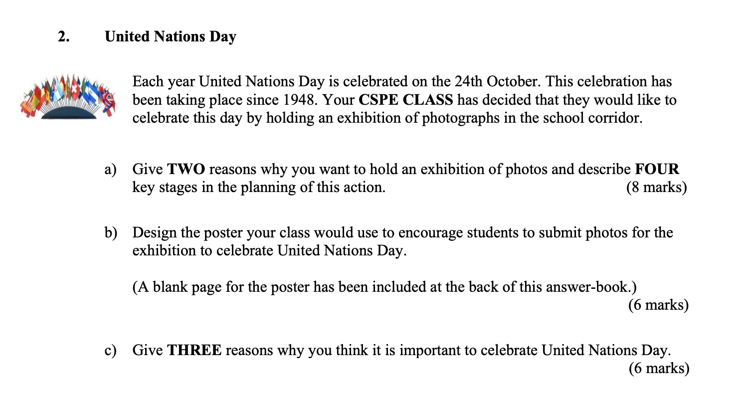 Each-year-United-Nations-Day-is-celebrated-on-the-24th-October-Junior Cycle CSPE-Question 2-2016.png