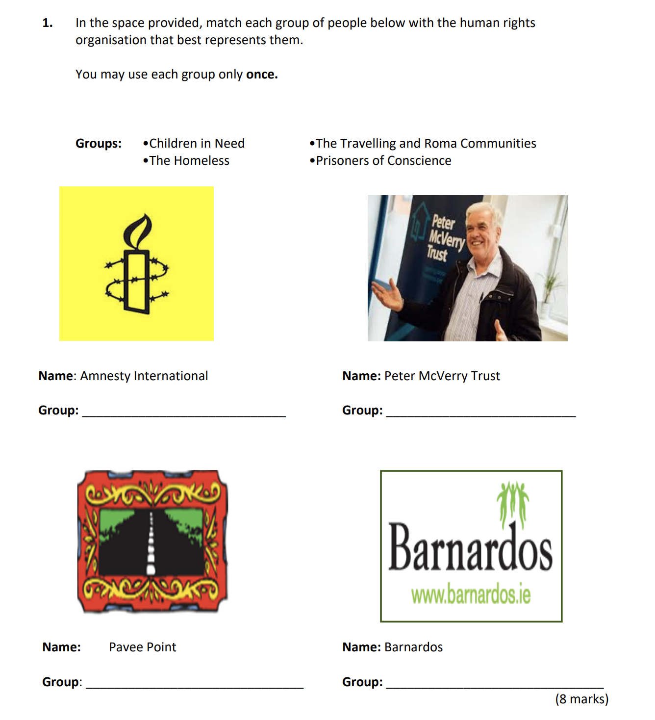 In-the-space-provided,-match-each-group-of-people-below-with-the-human-rights-organisation-that-best-represents-them-Junior Cycle CSPE-Question 1-2018.png