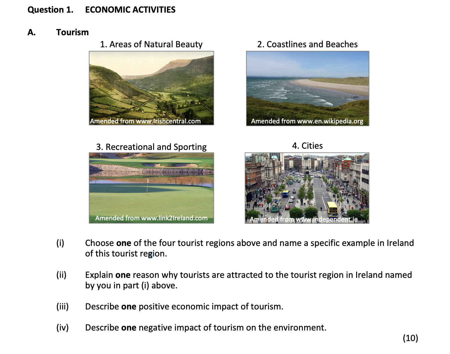 A.-Tourism--(i)-Choose-one-of-the-four-tourist-regions-above-and-name-a-specific-example-in-Ireland-of-this-tourist-region-Junior Cycle Geography-Question 1-2017.png