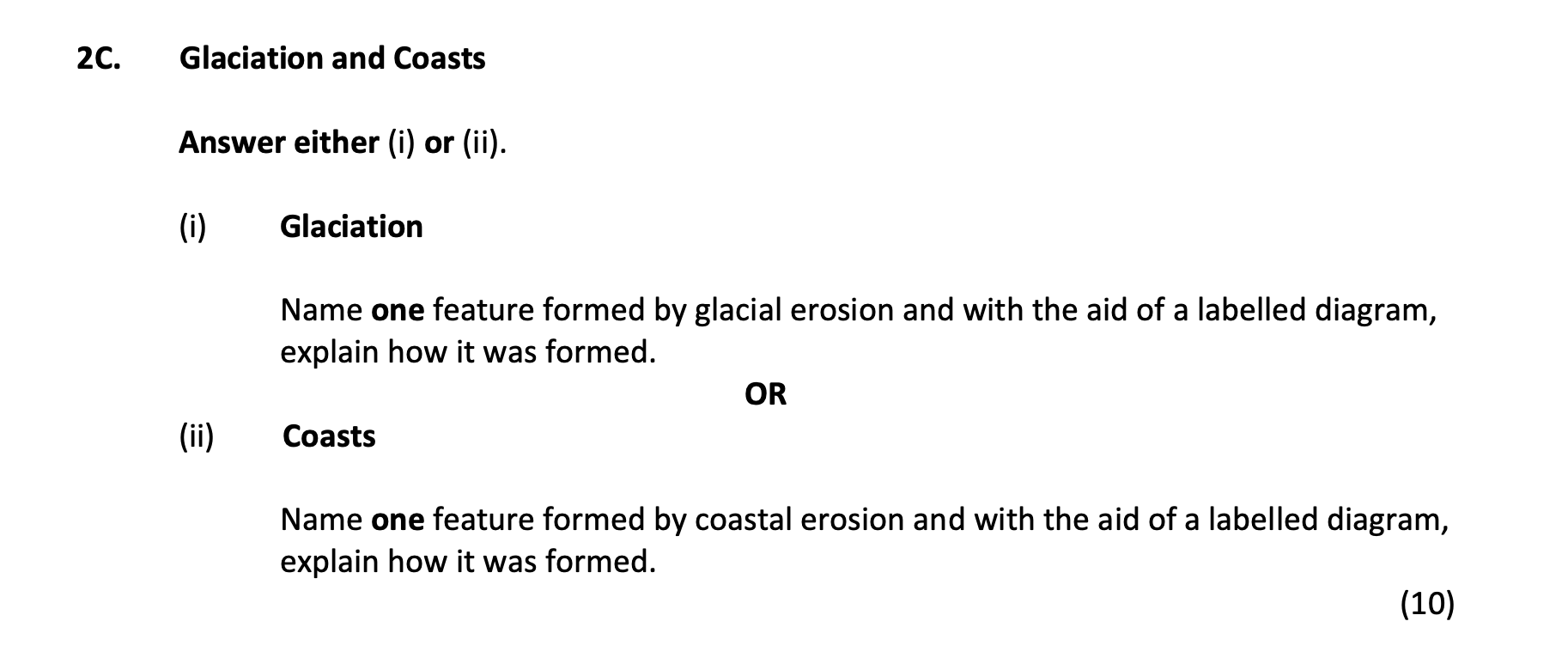 Glaciation-and-Coasts--Answer-either-(i)-or-(ii)-Junior Cycle Geography-Question 2C-2018.png