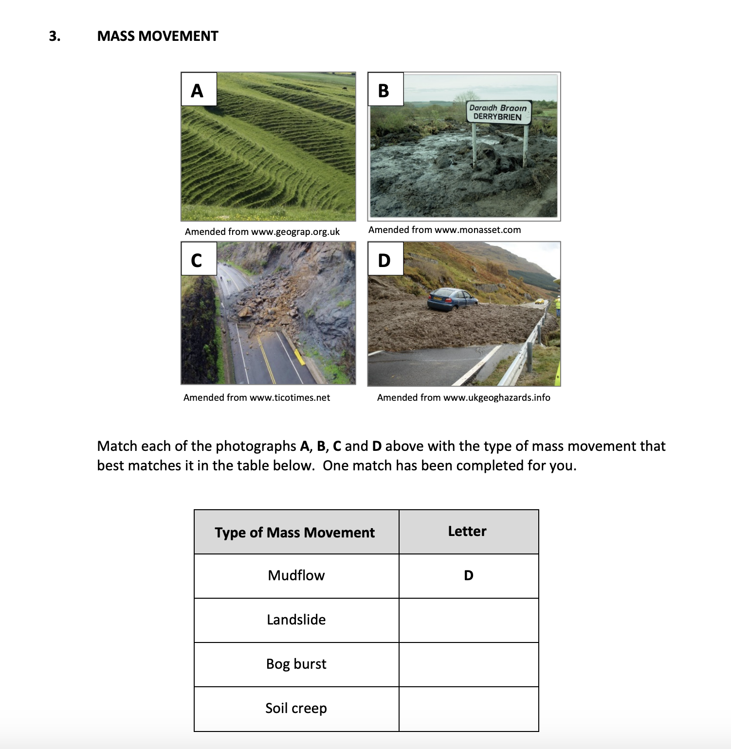 MASS-MOVEMENT--Match-each-of-the-photographs-A,-B,-C-and-D-above-with-the-type-of-mass-movement-that-best-matches-it-in-the-table-below-Junior Cycle Geography-Question 3-2017.png