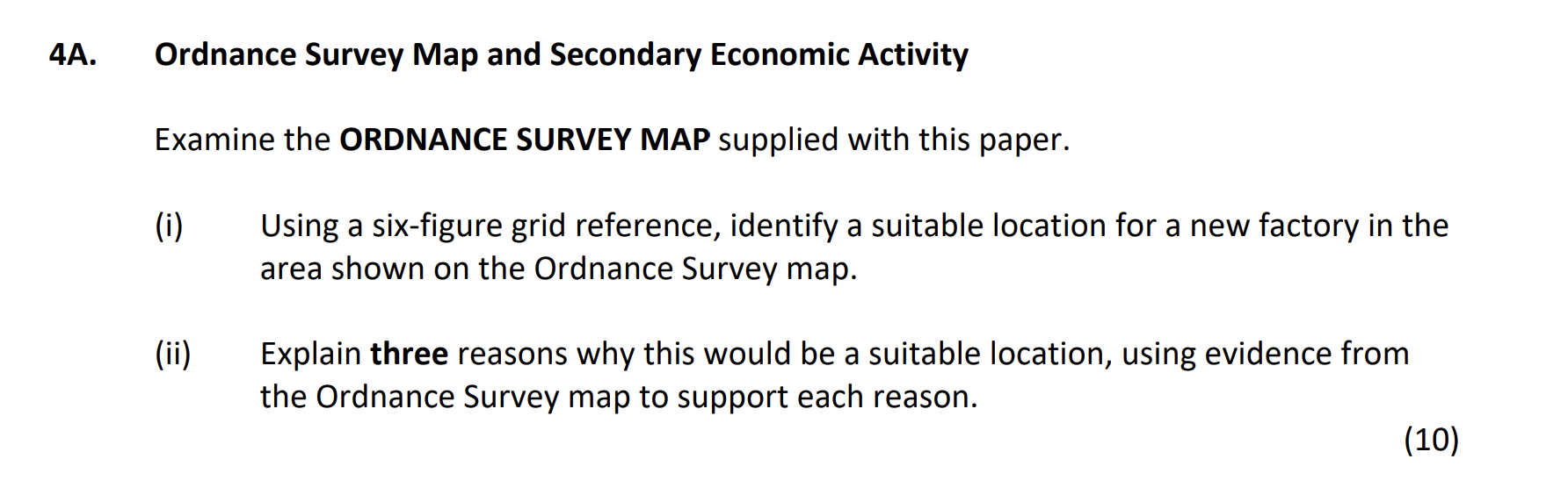 Examine-the-ORDNANCE-SURVEY-MAP-supplied-with-this-paper-Junior Cycle Geography-Question 4A-2019.png