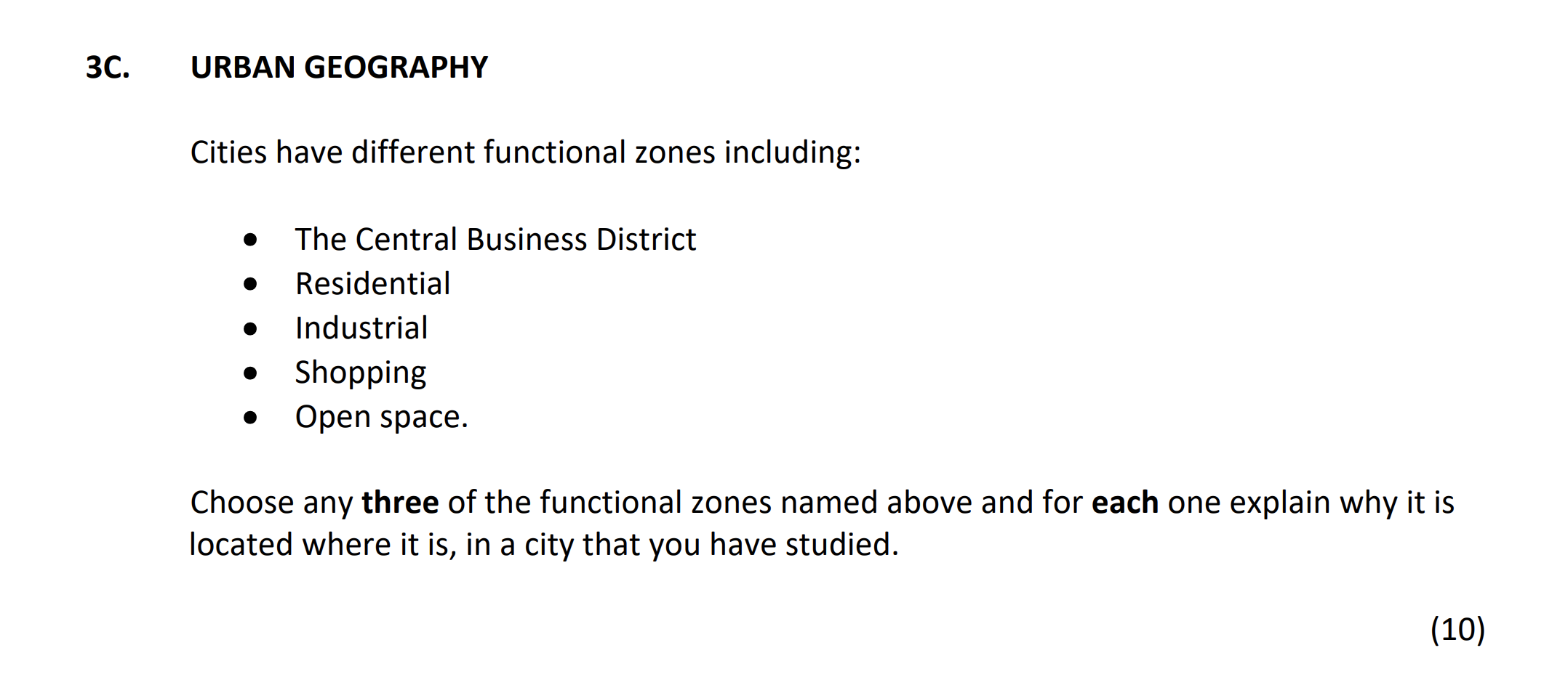 Cities-have-different-functional-zones-including:----The-Central-Business-District---Residential---Industrial---Shopping---Open-space-Junior Cycle Geography-Question 3c-2019.png