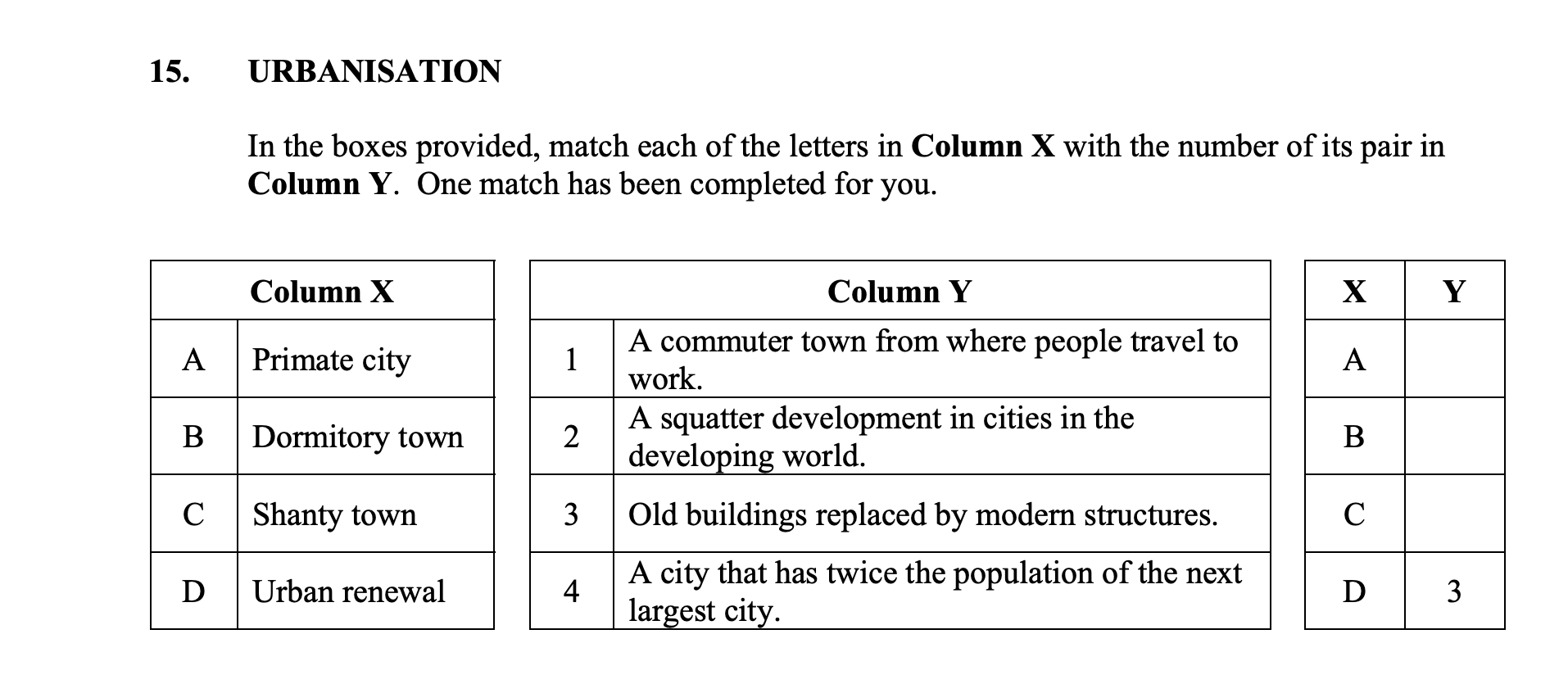 In-the-boxes-provided,-match-each-of-the-letters-in-Column-X-with-the-number-of-its-pair-in-Column-Y-Junior Cycle Geography-Question 15-2016.png
