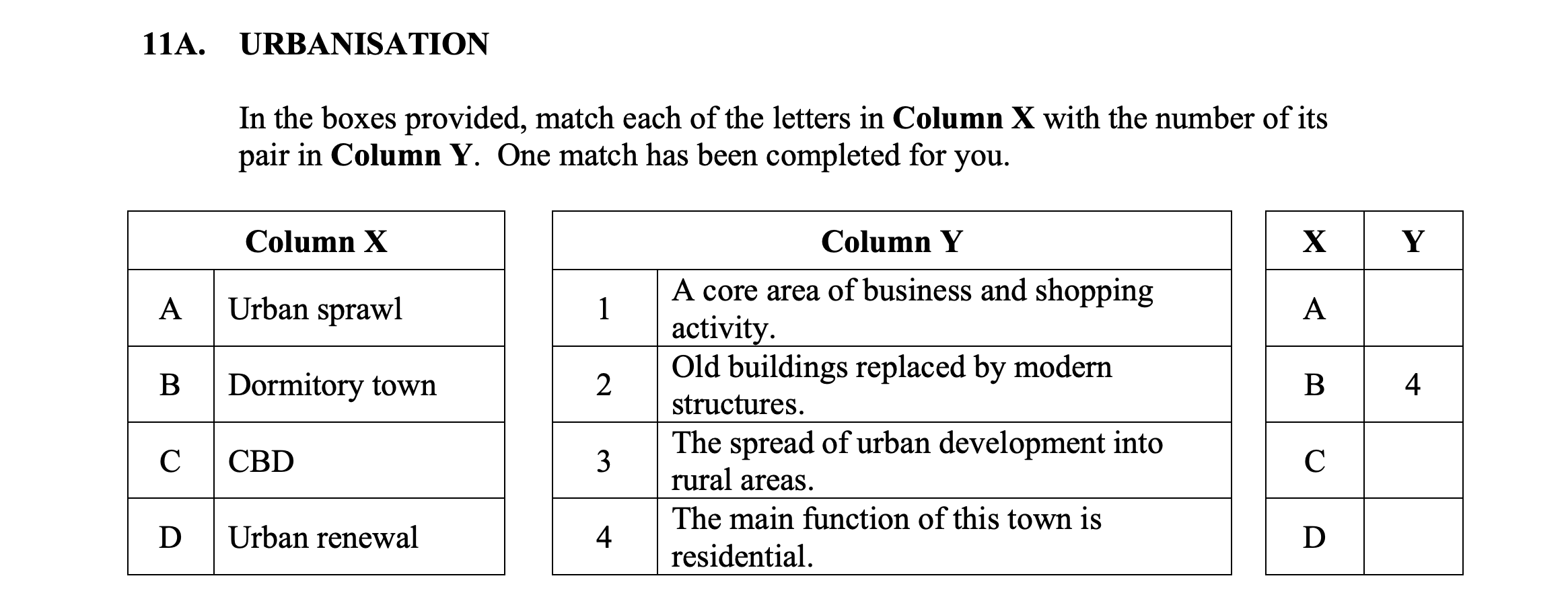 In-the-boxes-provided,-match-each-of-the-letters-in-Column-X-with-the-number-of-its-pair-in-Column-Y-Junior Cycle Geography-Question 11A-2015.png