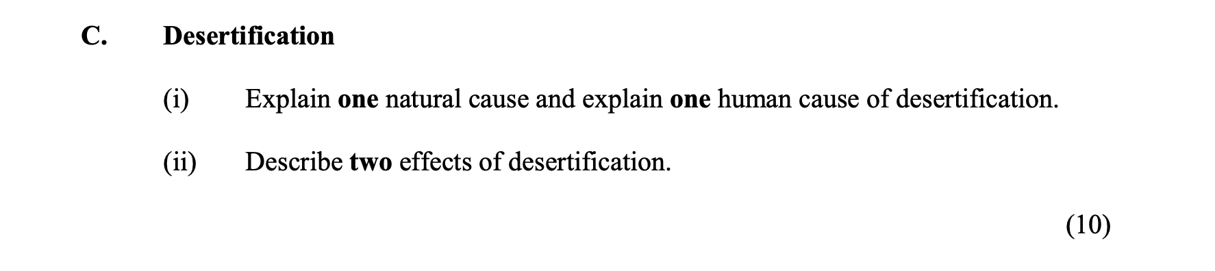 Desertification--(i)-Explain-one-natural-cause-and-explain-one-human-cause-of-desertification-Junior Cycle Geography-Question C-2016.png